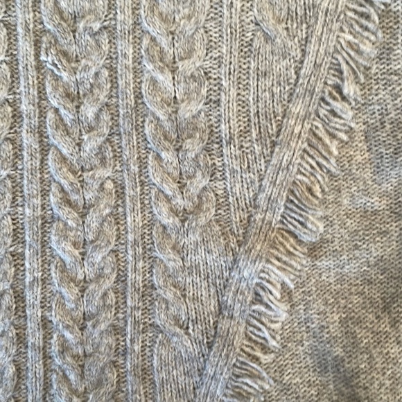Fringe Cable-knit Crewneck Sweater in Grey - Picture 3 of 4